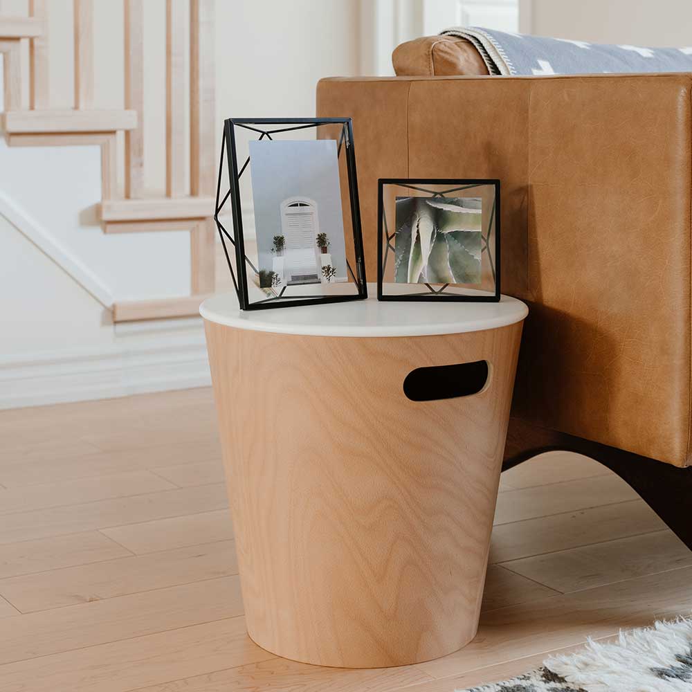 שרפרף עץ לאחסון עם מכסה