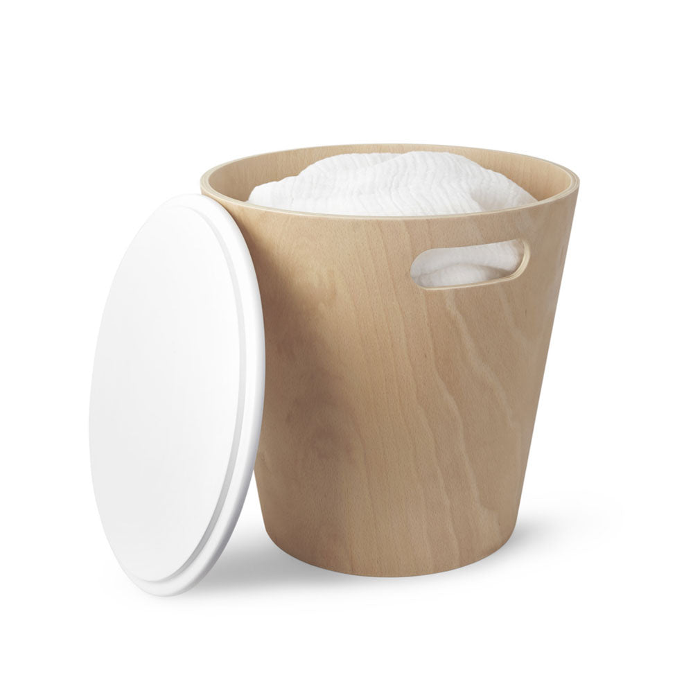 שרפרף עץ לאחסון עם מכסה