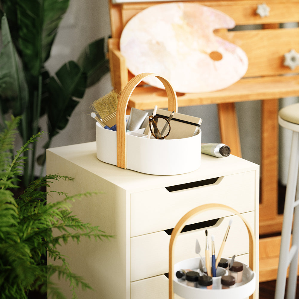 ארגונית Bellwood לבן/עץ טבעי