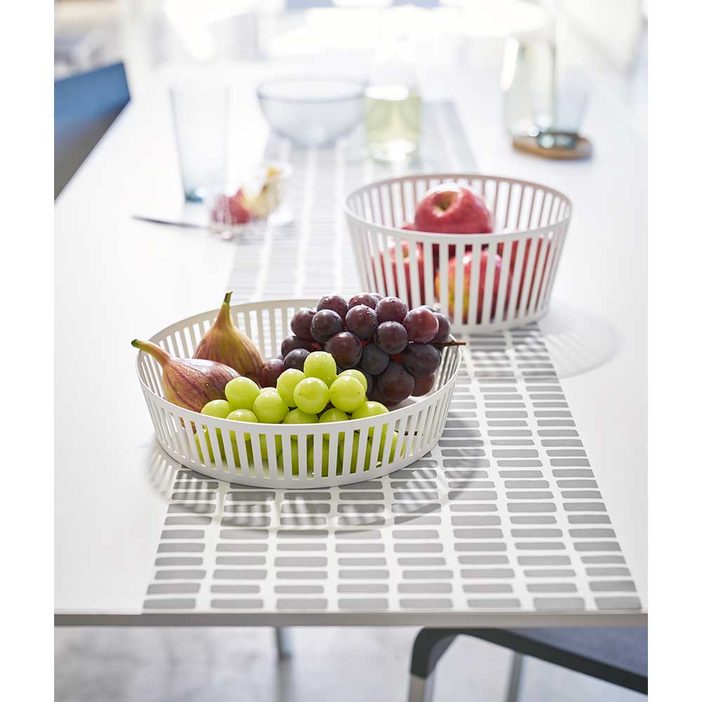 סלסלת פירות פסים לבן רחב