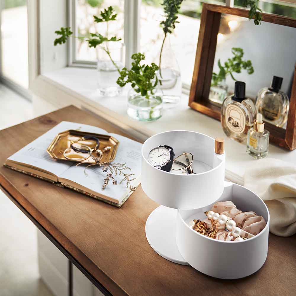 קופסת תכשיטים 2 קומות TOSCA לבנה