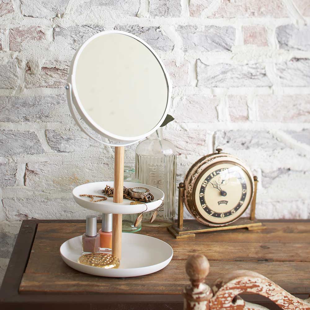 מראת איפור מעמד כפול לבן