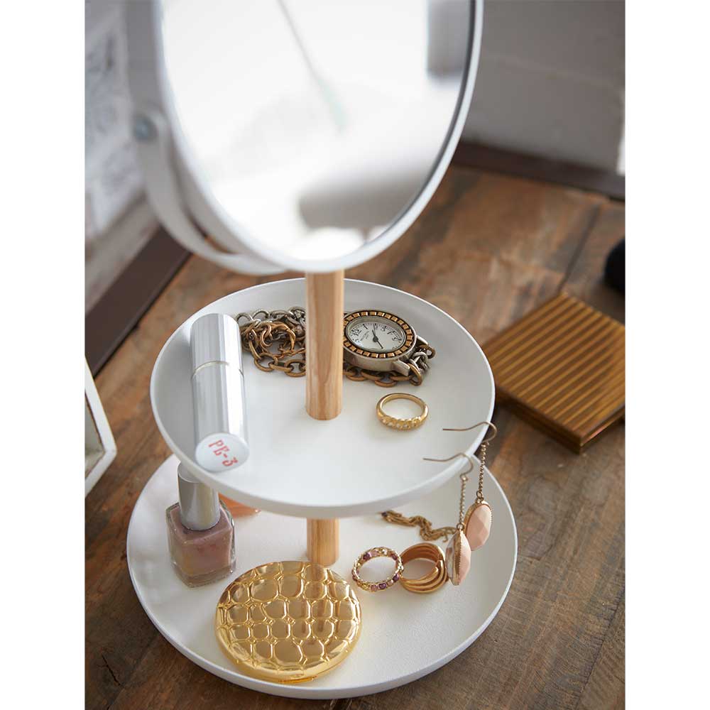 מראת איפור מעמד כפול לבן