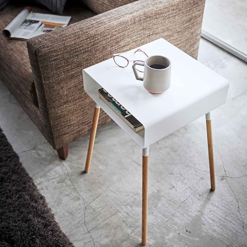 שולחן אחסון צד גבוה לבן