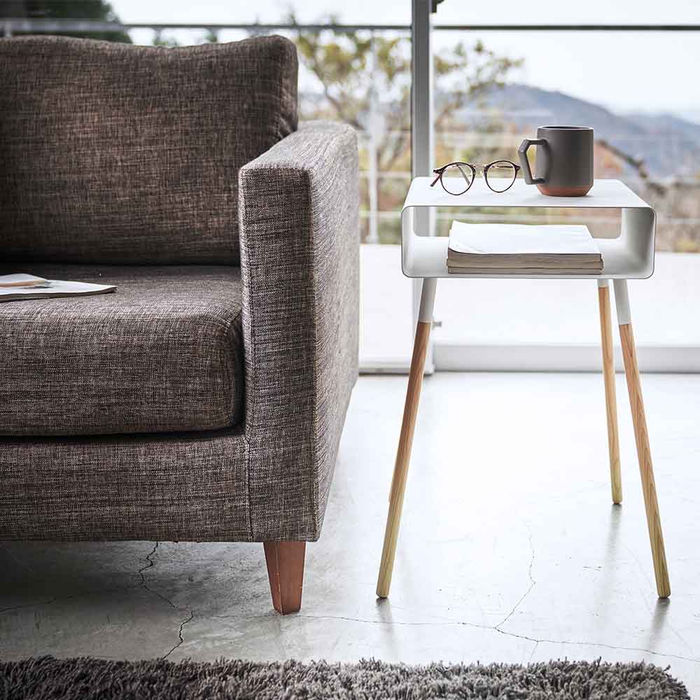 שולחן אחסון צד גבוה לבן