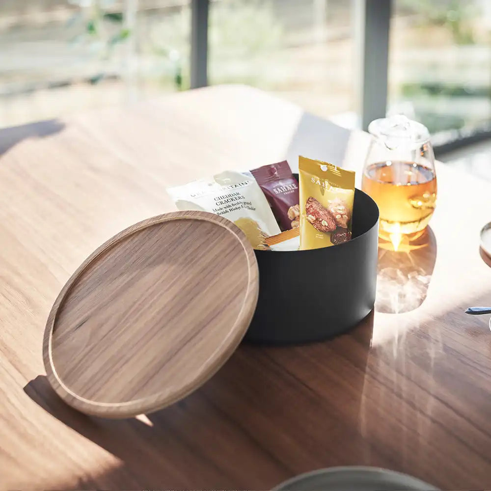 קופסא עגולה עמוקה לאחסון שחור