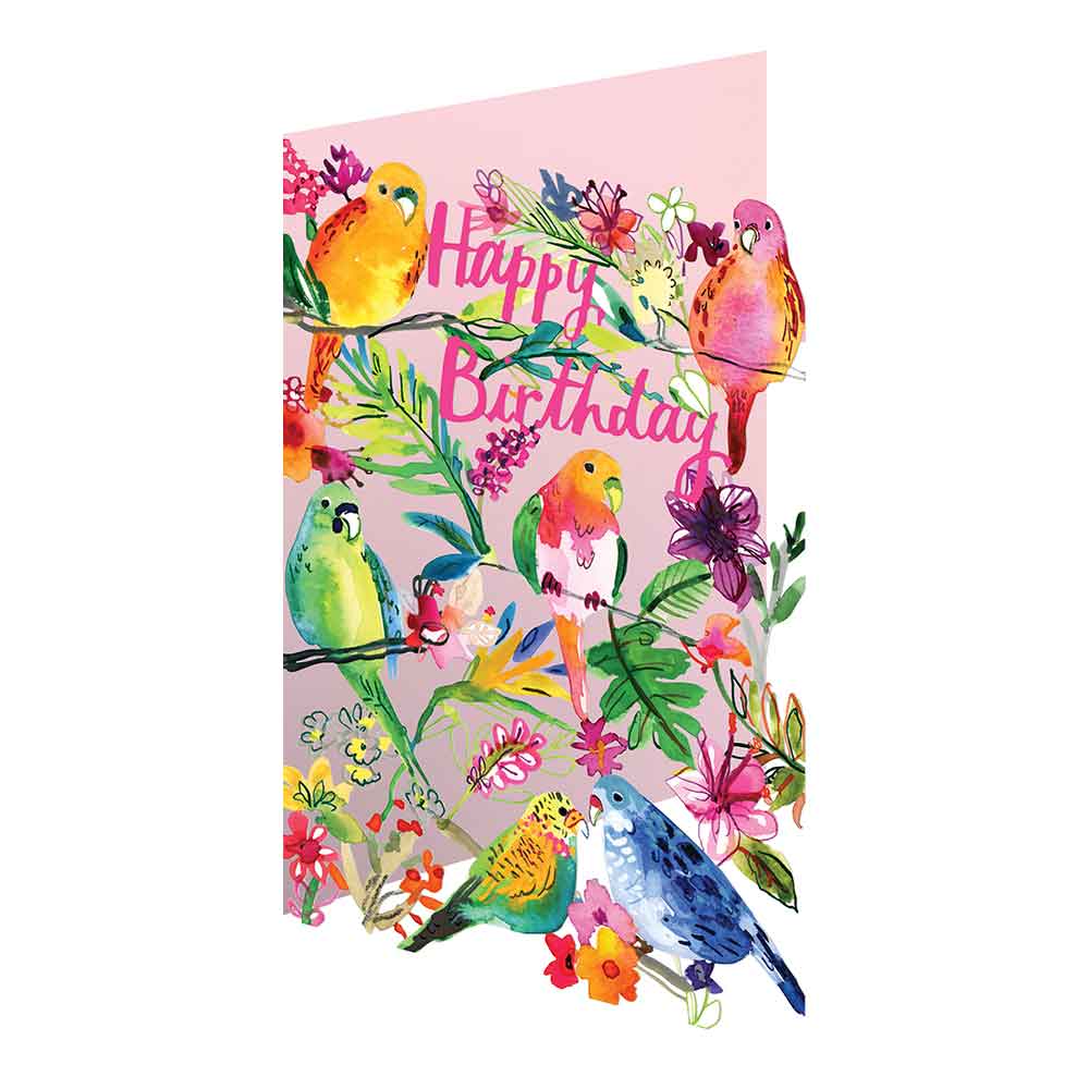 Birds birthday greeting card