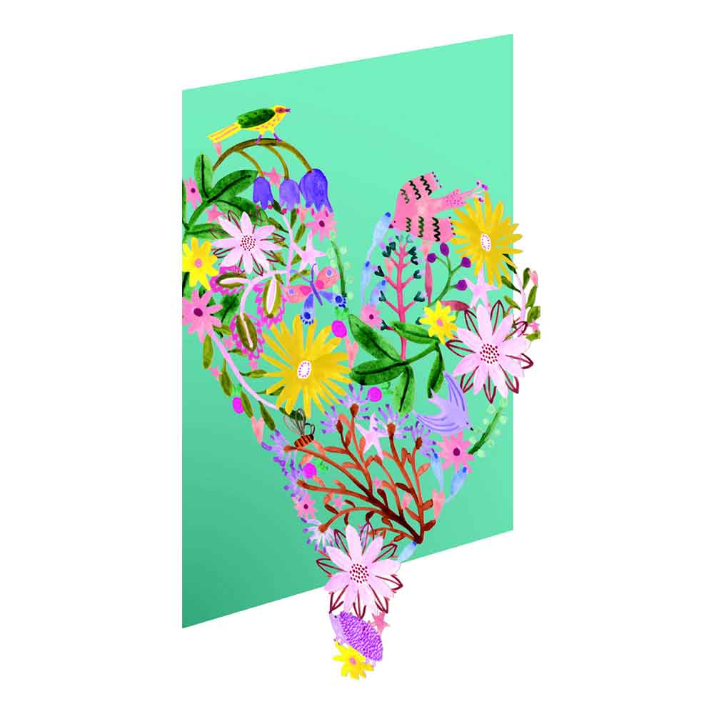 Greeting card heart flowers
