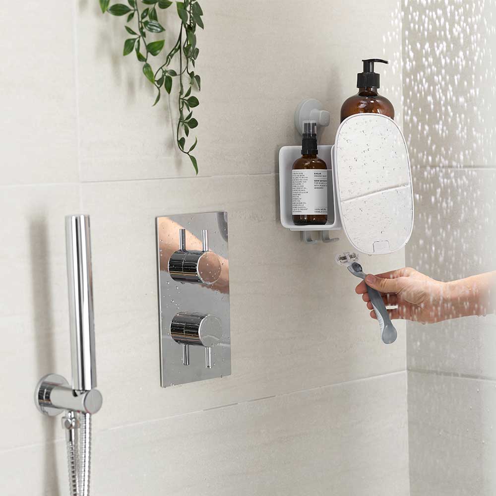 Straight bathtub stand with white mirror