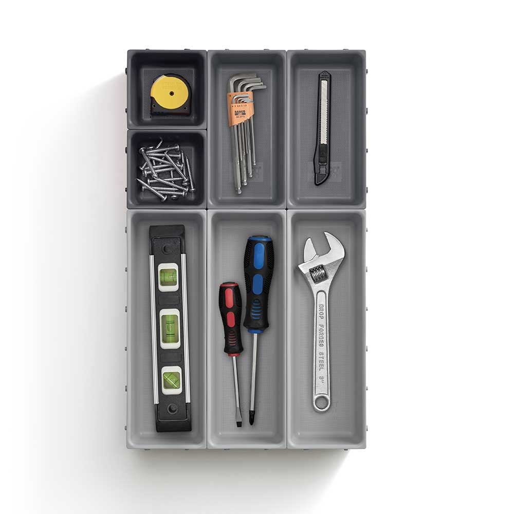 ארגונית סכום Drawer אפור 7 חלקים