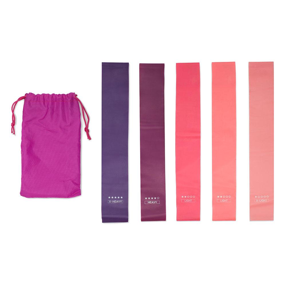 סט 5 רצועות התנגדות ורוד