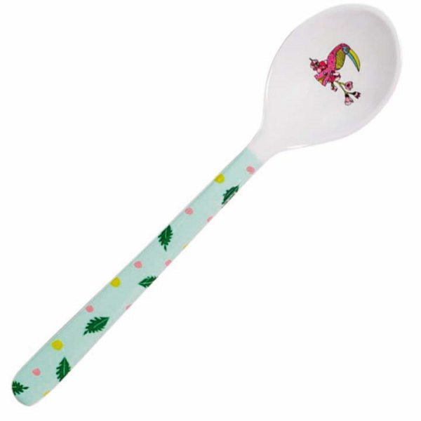 Melamine spoon, green toucan