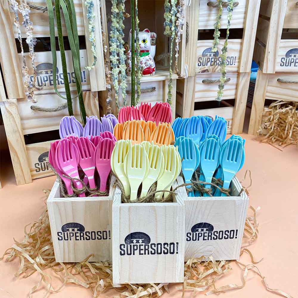 Supersooso blue fork and spoon