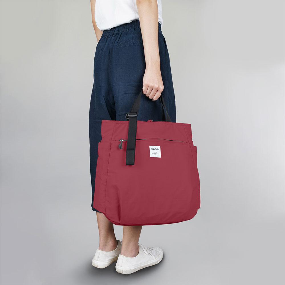 תיק tote דו צדדי - אדום\ורוד HELLOLULU דוגמנית