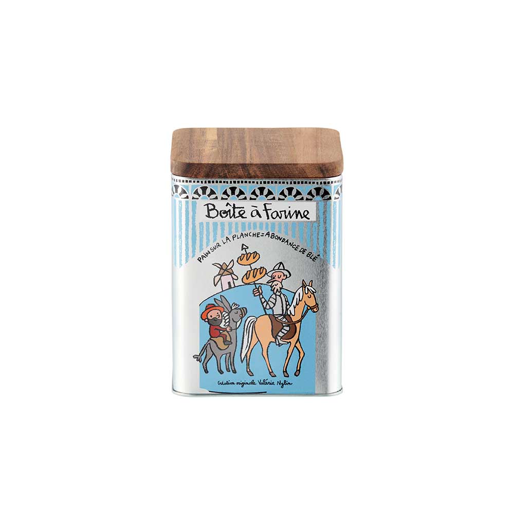 Metal box, wooden lid, horse and donkey