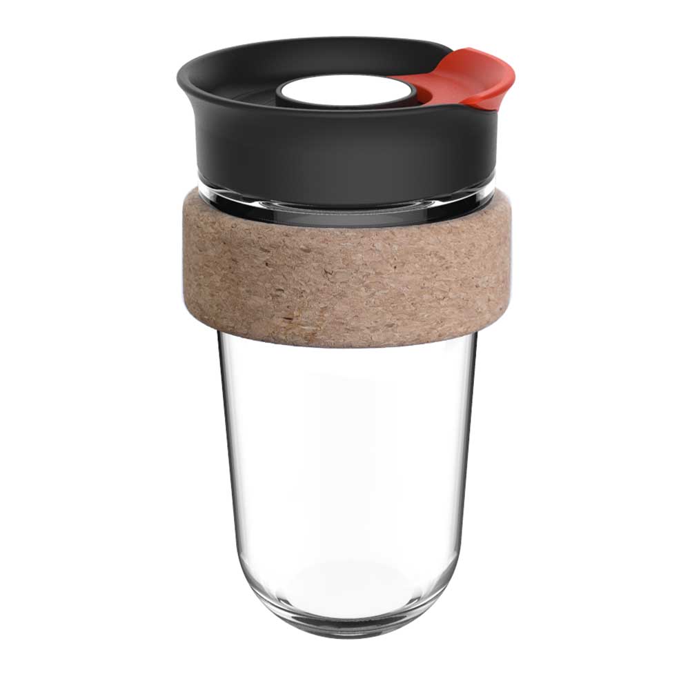 Glass mug with cork 540 ml black