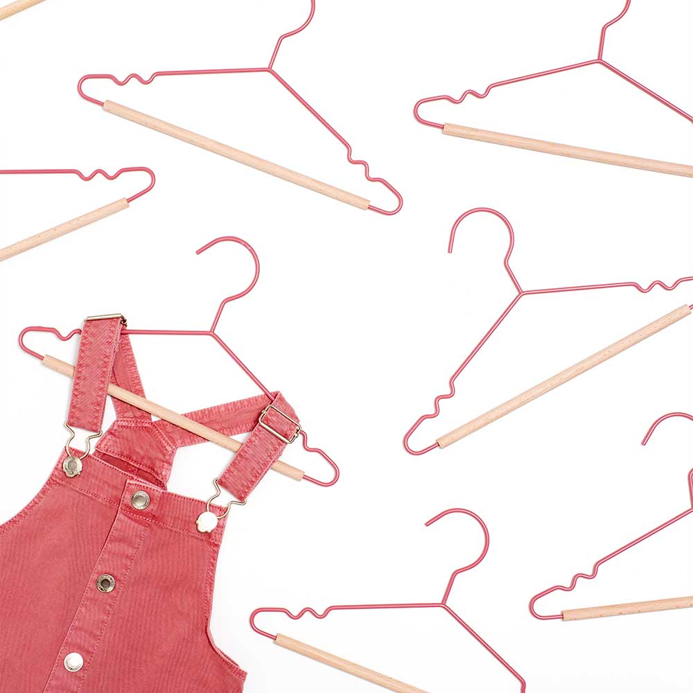 סט 10 קולבים לילדים ורוד כהה