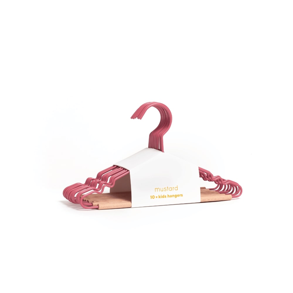 סט 10 קולבים לילדים ורוד כהה