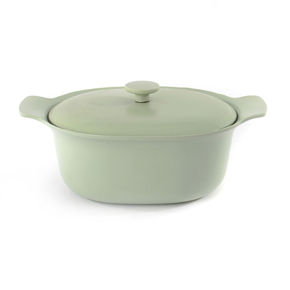 Sage Green Cast Iron Casserole Pot, 5.2 L