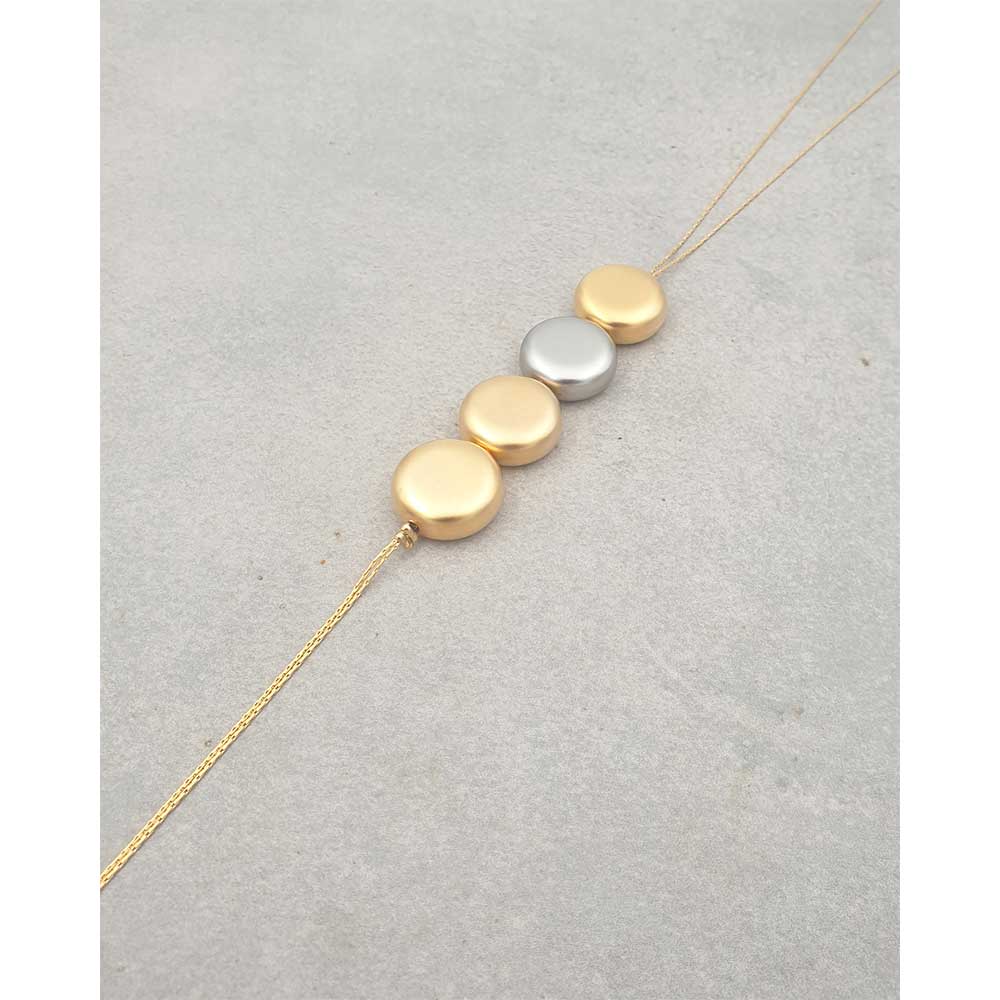 שרשרת עניבה סוכריות עגולות זהב וכסף