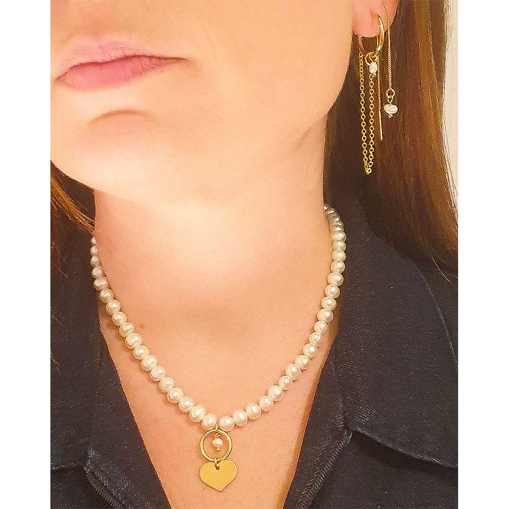 שרשרת פנינים אמתיות לב