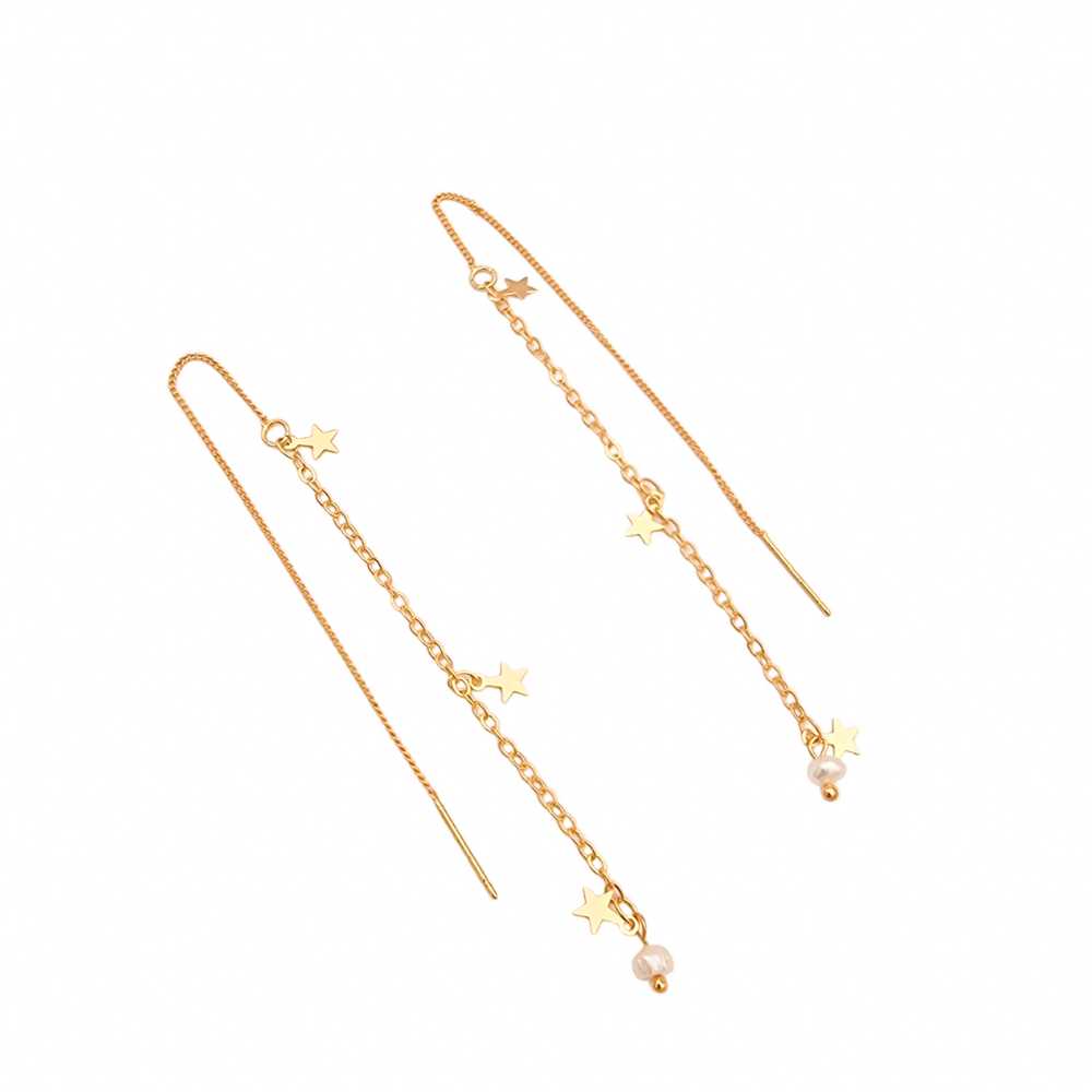 עגיל שרוך כוכבים פנינה אמיתית