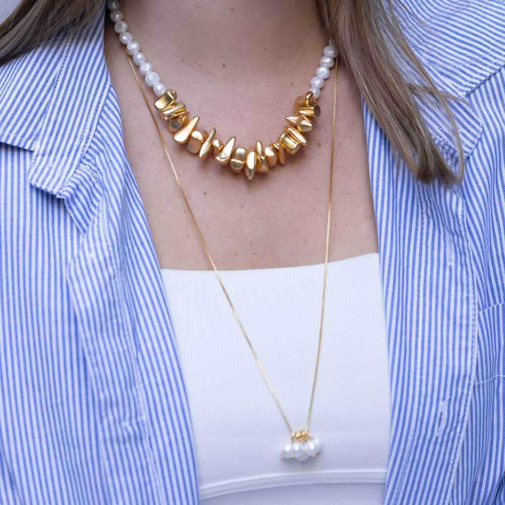 שרשרת 5 פנינים אמתיות ארוכה