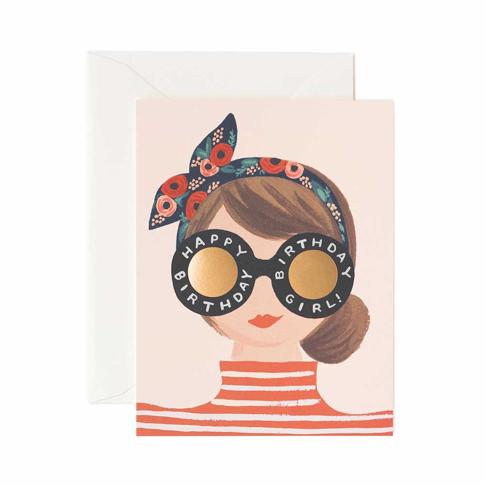 Greeting card woman and glasses