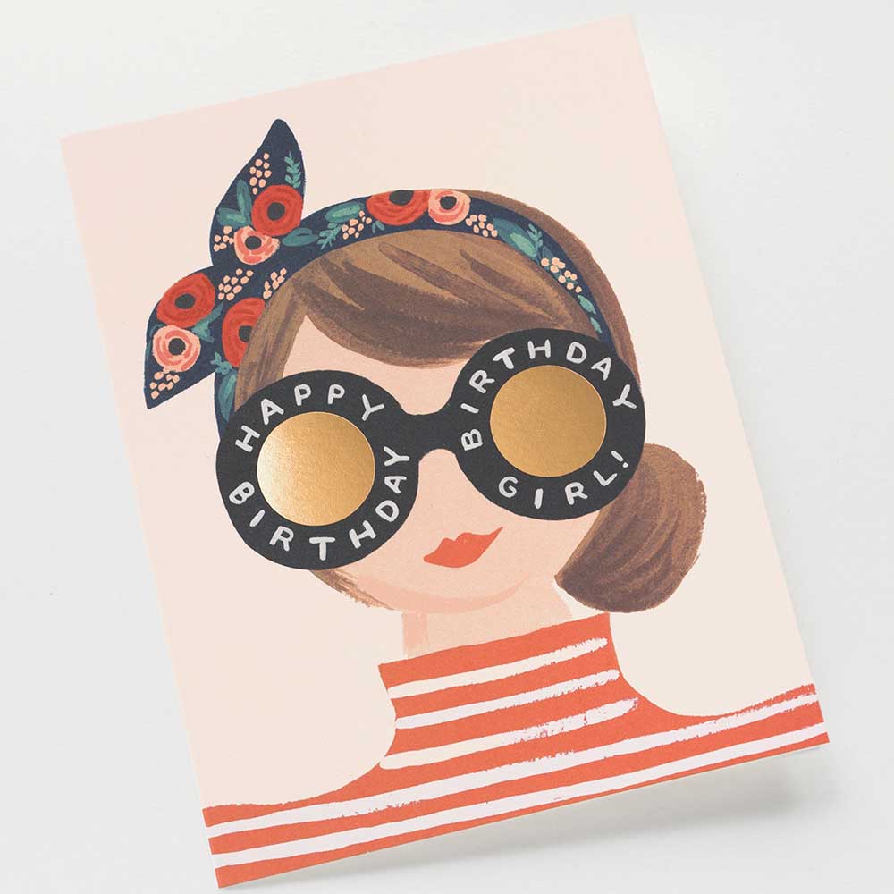 Greeting card woman and glasses