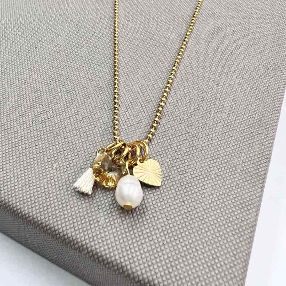 שרשרת פיאסטה פנינה זהב