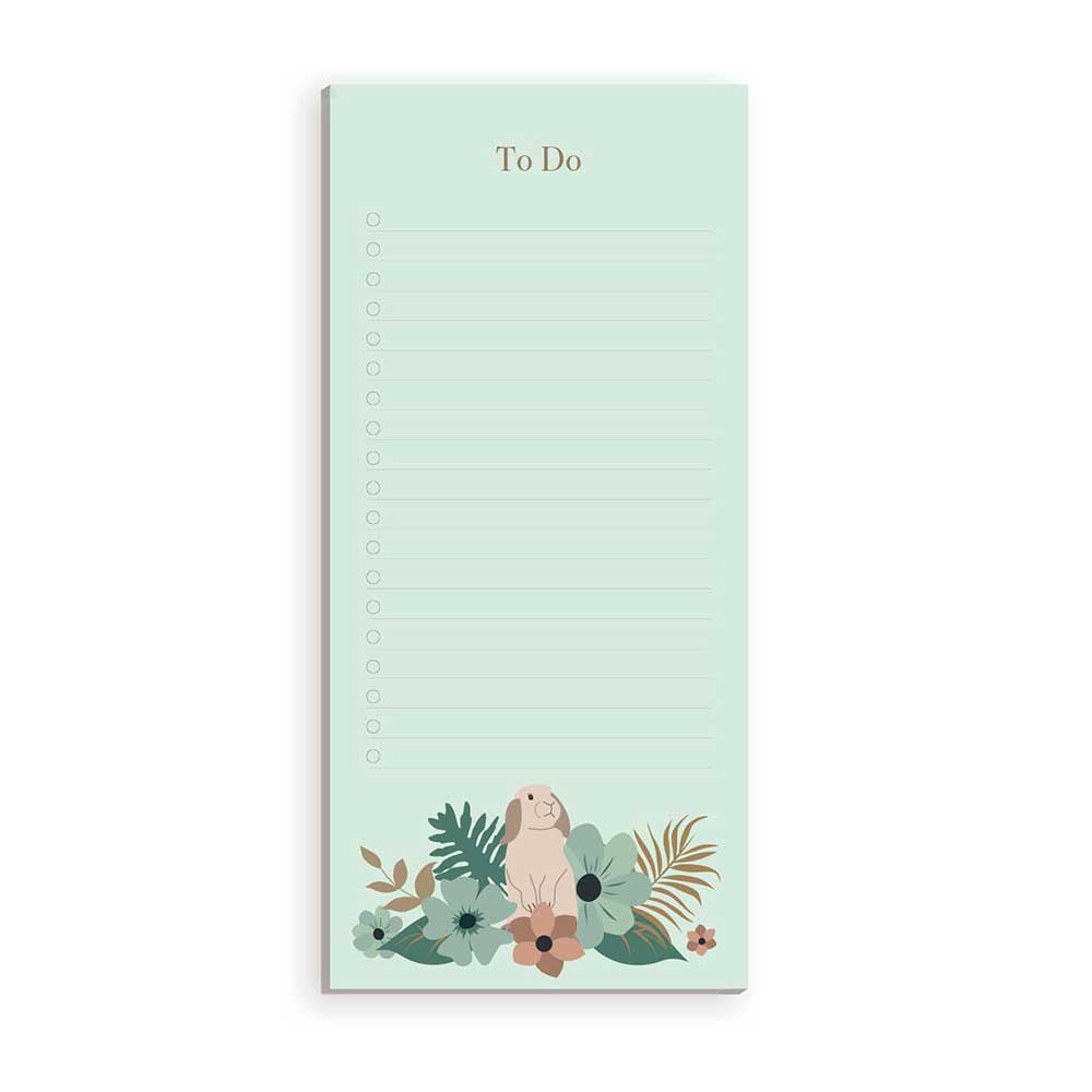 Green notebook with a bunny