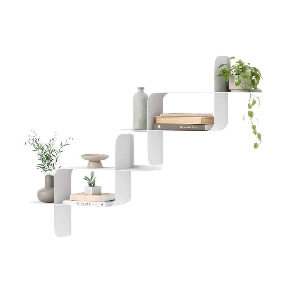 זוג מדפי MONTAGE מתכת לבן