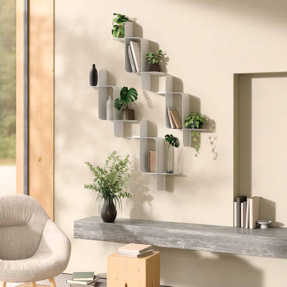 זוג מדפי MONTAGE מתכת לבן