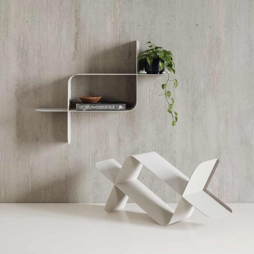 זוג מדפי MONTAGE מתכת לבן