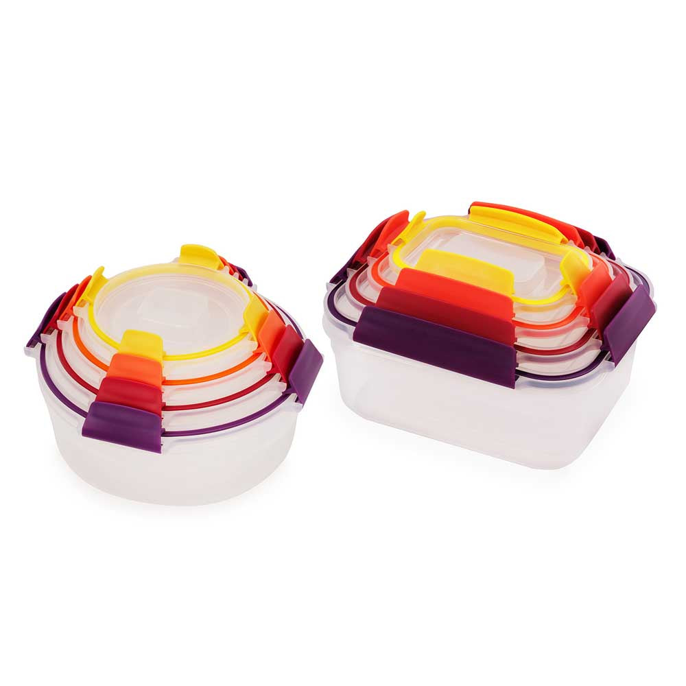 סט 8 קופסאות NEST LOCK צבעוני עגול ומרובע