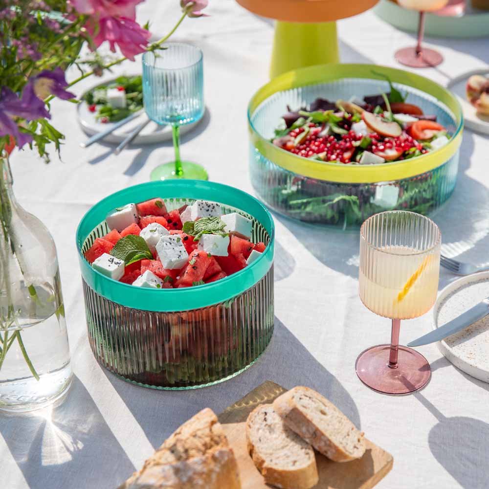 קערת זכוכית GROOVE L כחול