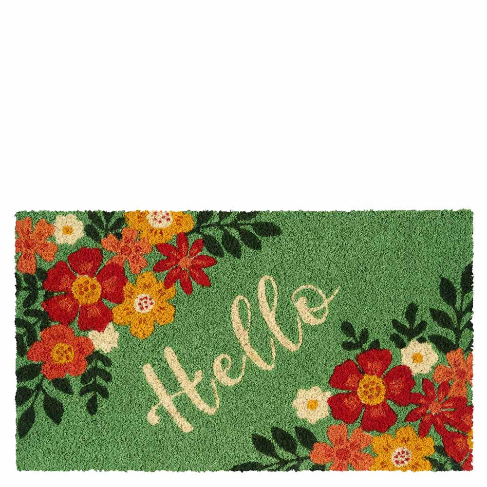 שטיח כניסה פרחוני Hello