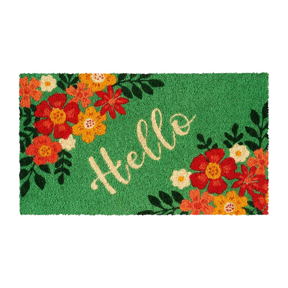 שטיח כניסה פרחוני Hello