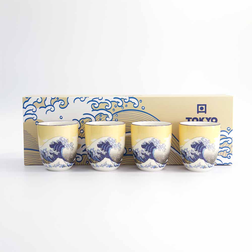 סט 4 כוסות תה צהוב כחול, KAWAII 21970