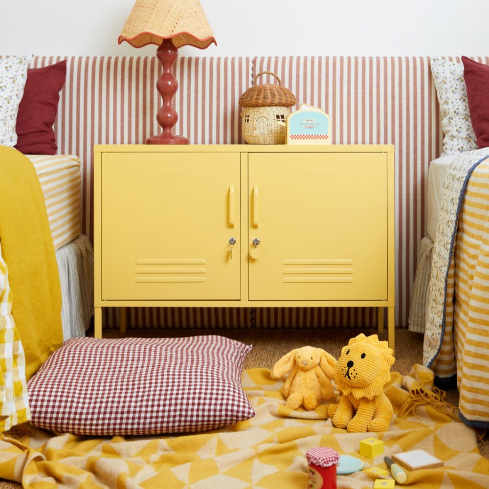 Lowdown Metal Cabinet Grey Yellow