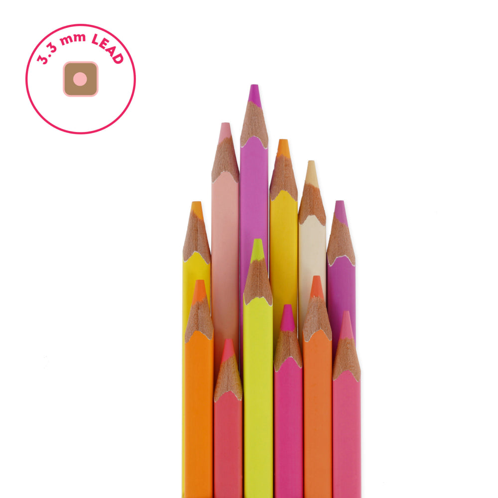 סט 12 עפרונות צבעוניים - גוון ורוד