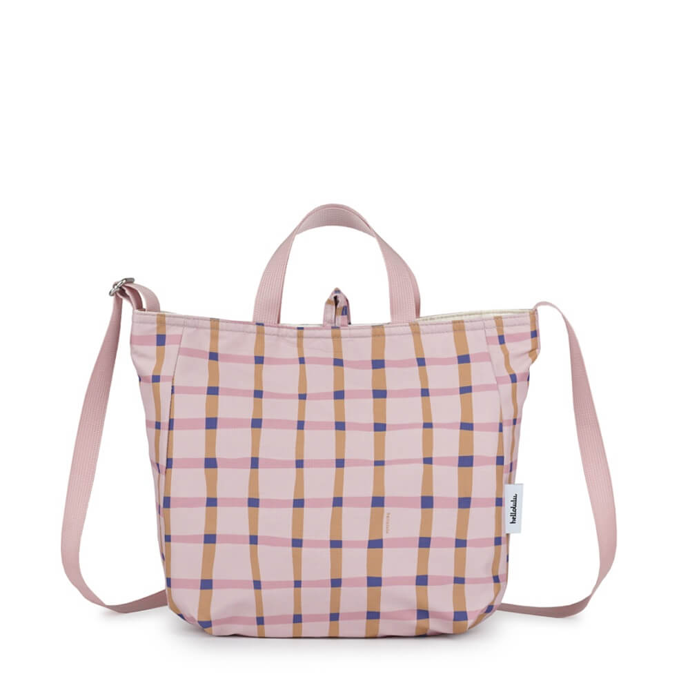 דו צדדי ורוד משובץ / בז NIKO תיק צד