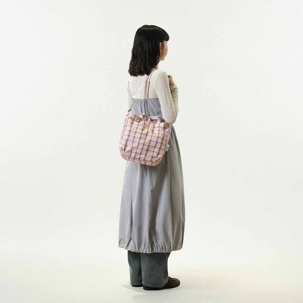 דו צדדי ורוד משובץ / בז NIKO תיק צד