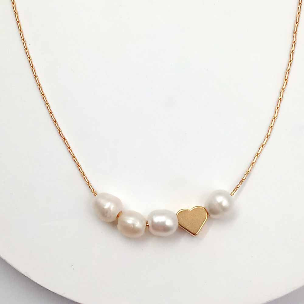 שרשרת פנינים אמתיות לב משקפיים