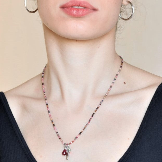 Silver tourmaline gemstone necklace