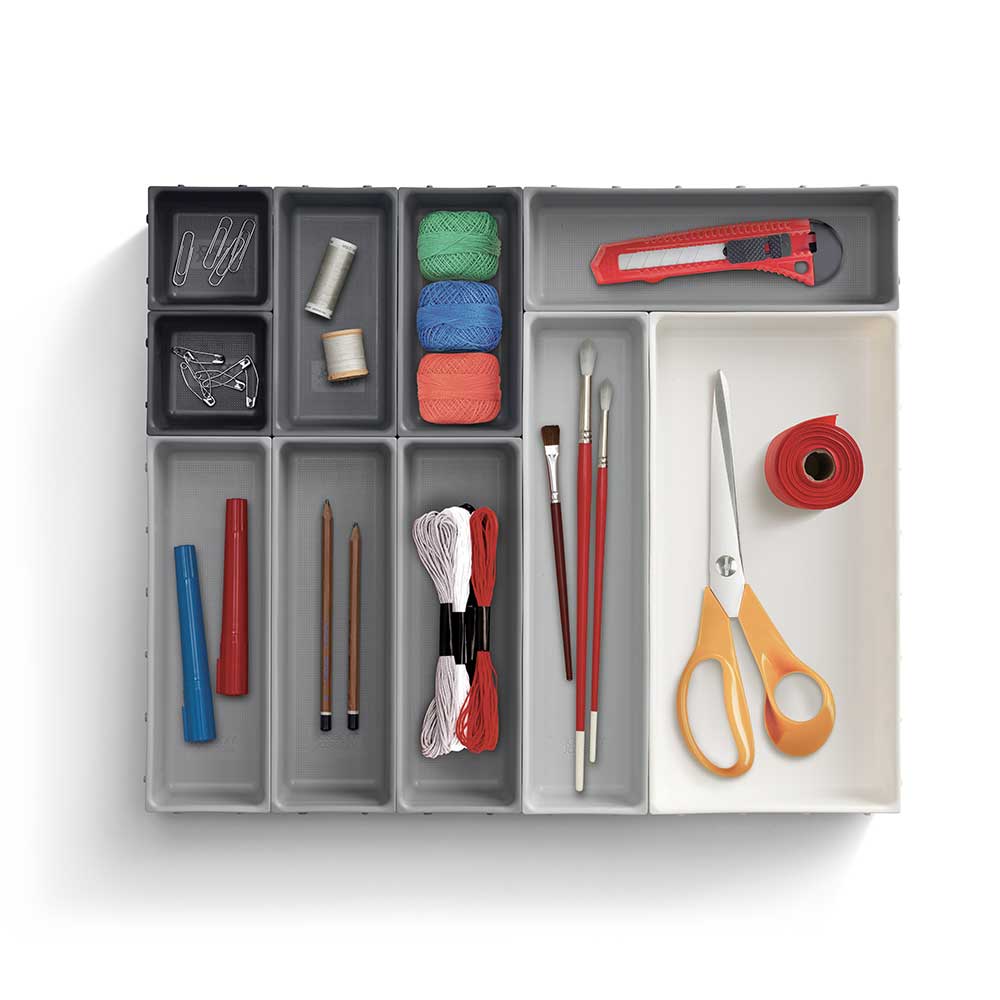 ארגונית סכום Drawer אפור 10 חלקים