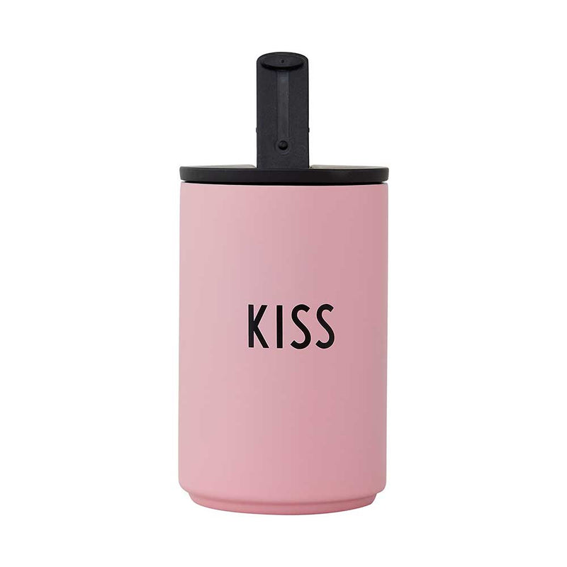 כוס שתיה תרמית ורודה Kiss