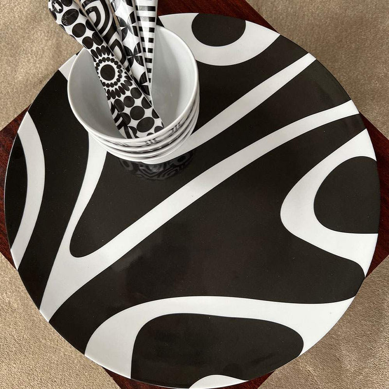 מגש עגול Black  White