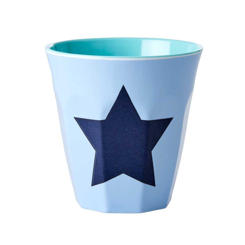 כוס מלמין כוכב כחול רקע תכלת